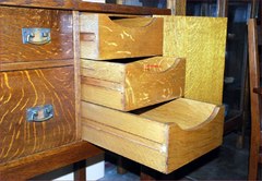 Close-up of interior drawers.